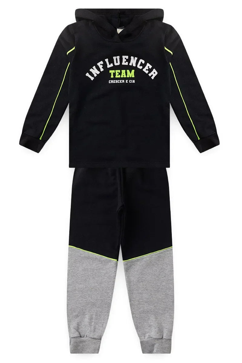 Conjunto Moletom Infantil Influencer Team Preto