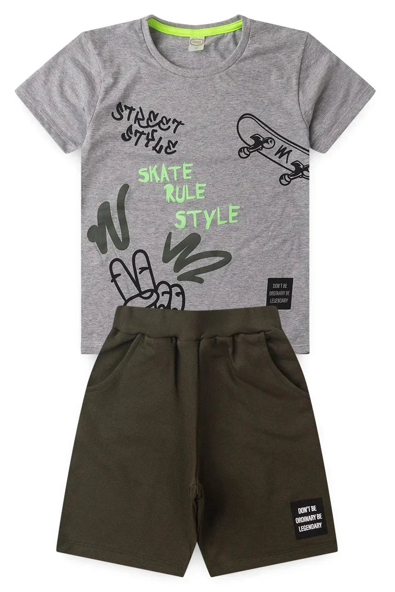 Conjunto Juvenil Verão Masculino Street Style Legendary Mescla