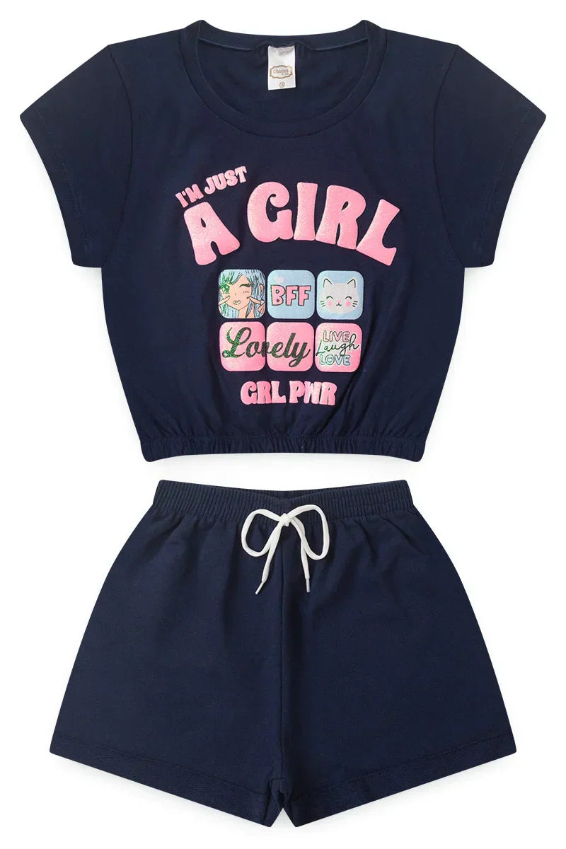 Conjunto Juvenil Verão Feminino Just A Girl Marinho