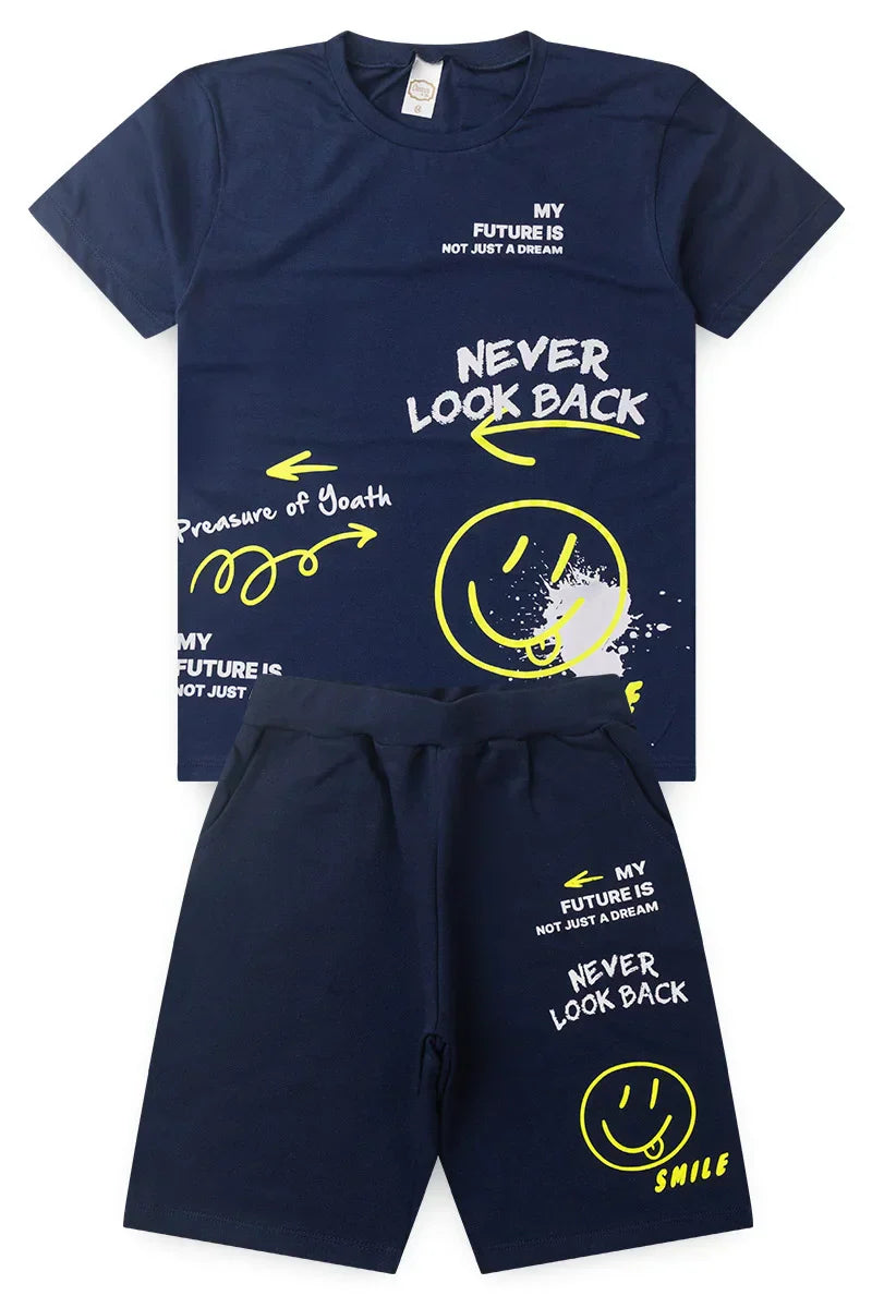 Conjunto Juvenil Verão Masculino Never Look Back Marinho