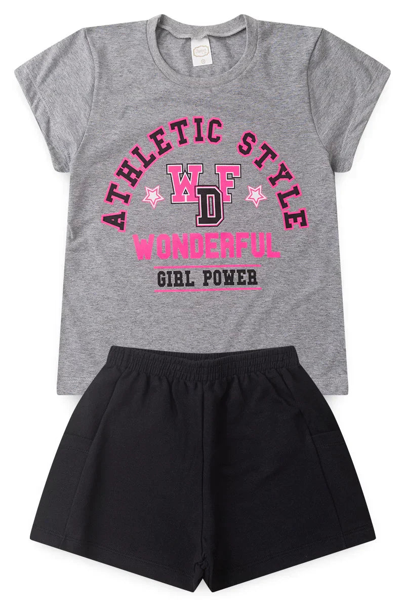 Conjunto Juvenil Verão Feminino Athletic Style Mescla