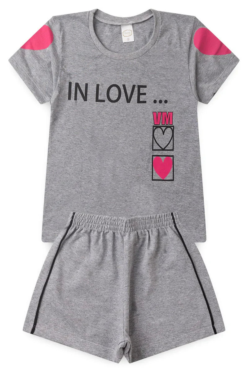 Conjunto Juvenil Verão Feminino In Love Mescla