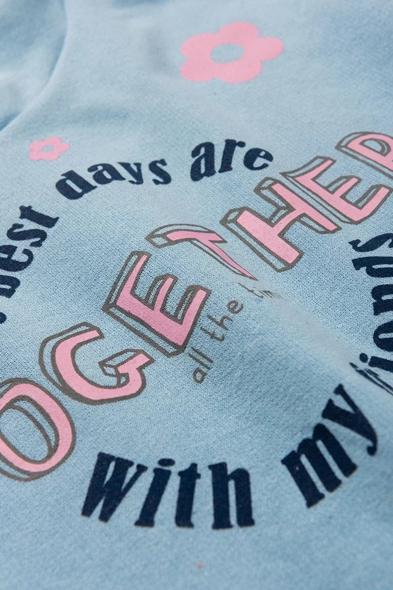 Conjunto Moletom Infantil Menina Cropped c/ Capuz Together Frost