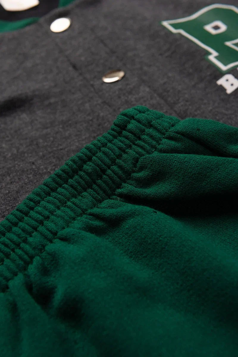 Conjunto Jaqueta Moletom Infantil Menino c/ Botão Raptors Grafite