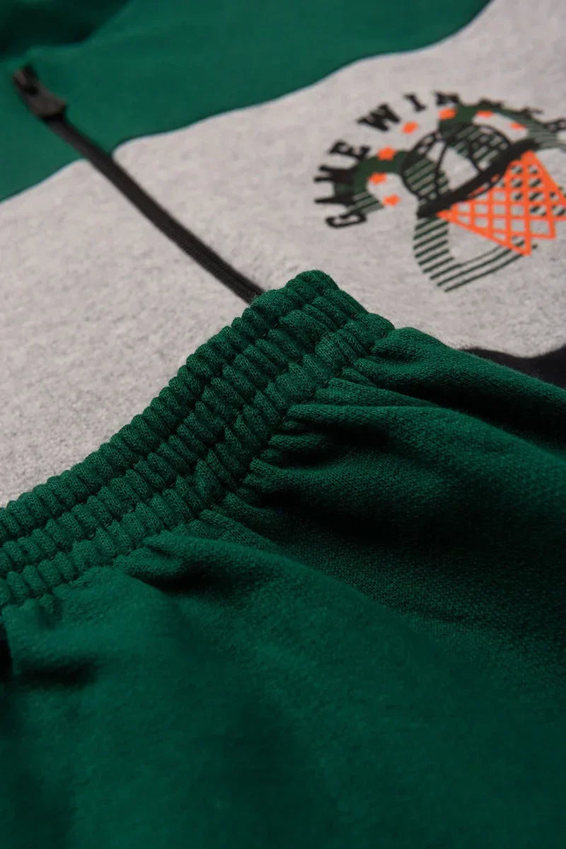 Conjunto Jaqueta Moletom Infantil Menino c/ Capuz e Zíper Game Winner Verde Militar