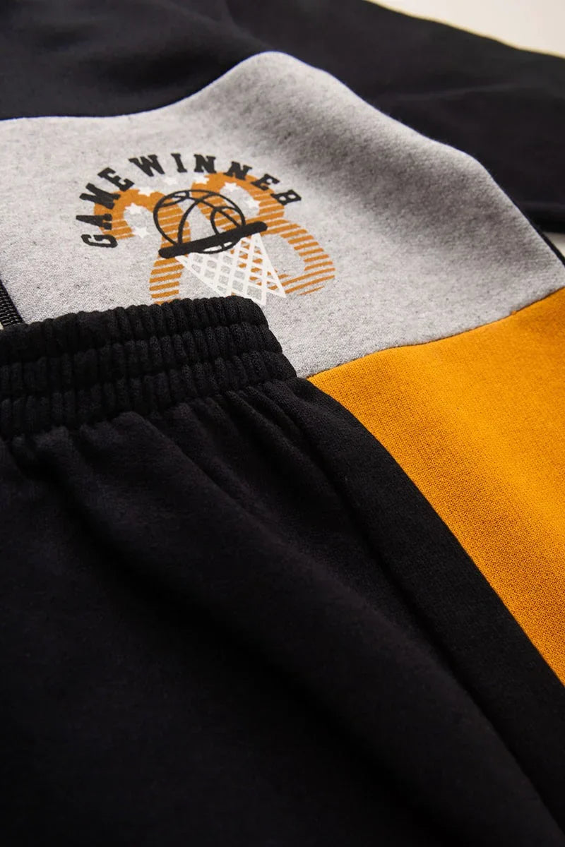 Conjunto Jaqueta Moletom Infantil Menino c/ Capuz e Zíper Game Winner Preto