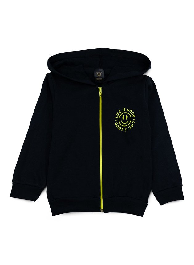 Conjunto Infantil Masculino Moletom com Capuz e Zíper Neon Preto- Torrox