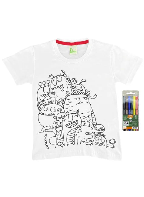 Kit 3 Camisetas Sortidos de Pintar Menino - Sapeca