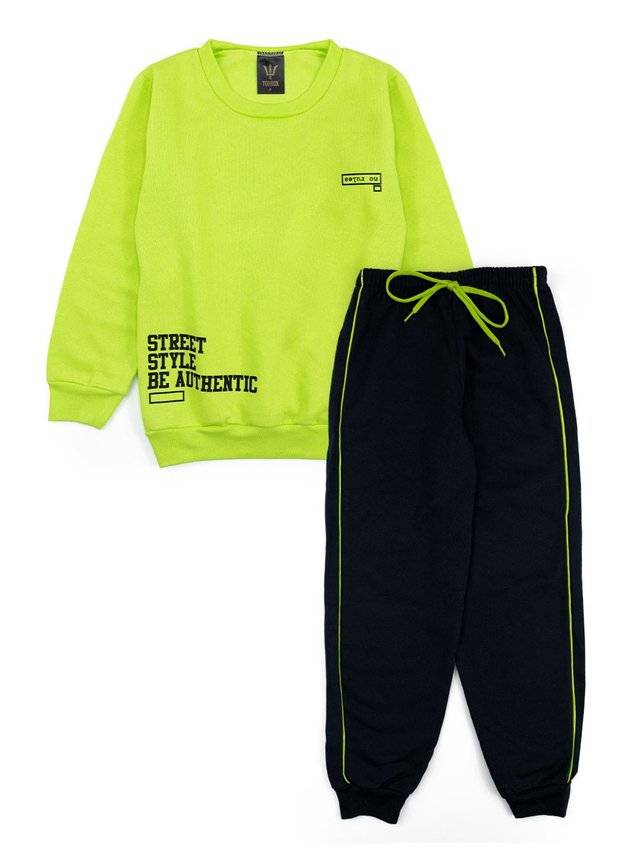 Conjunto Infantil Masculino Moletom No Rules Verde Lima 0502 - Torrox