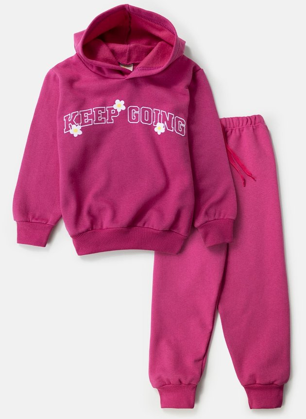 Conjunto Infantil Feminino Moletom Keep Going Pink 0317