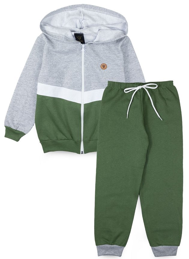 Conjunto Infantil Masculino Moletom com Capuz e Zíper Mescla 0505 - Torrox