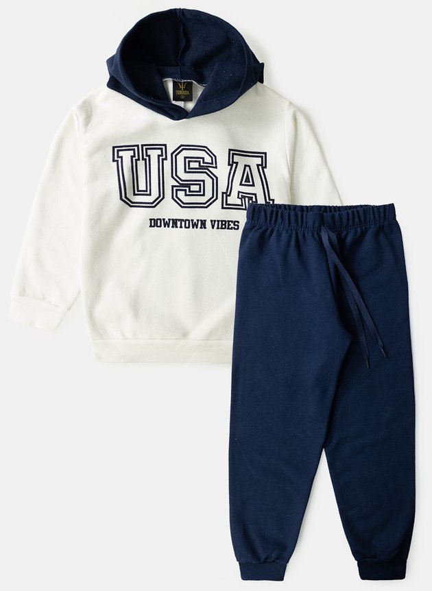 Conjunto Infantil Masculino Moletom USA Downtown Vibes Creme 0575 - Torrox