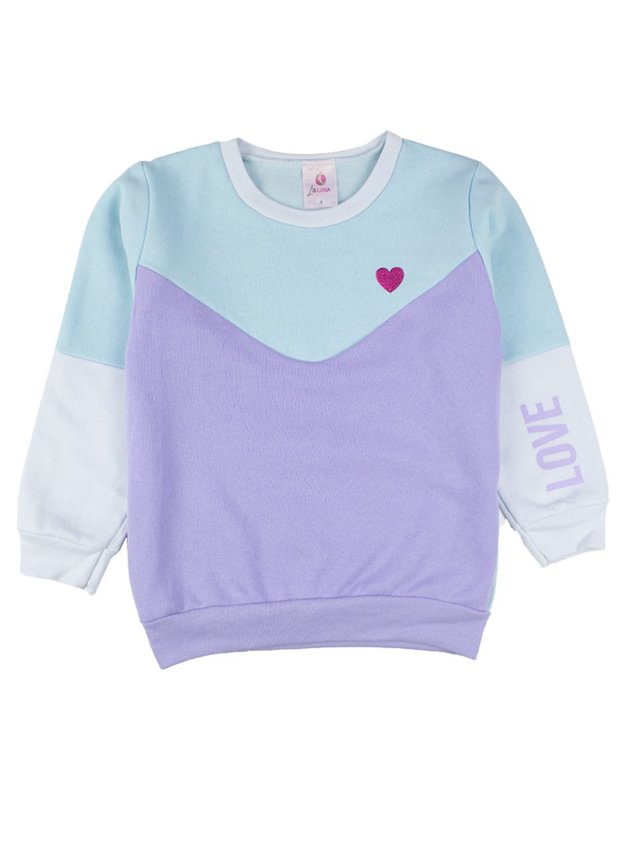 Conjunto Infantil Feminino Moletom Love Azul Claro 0017