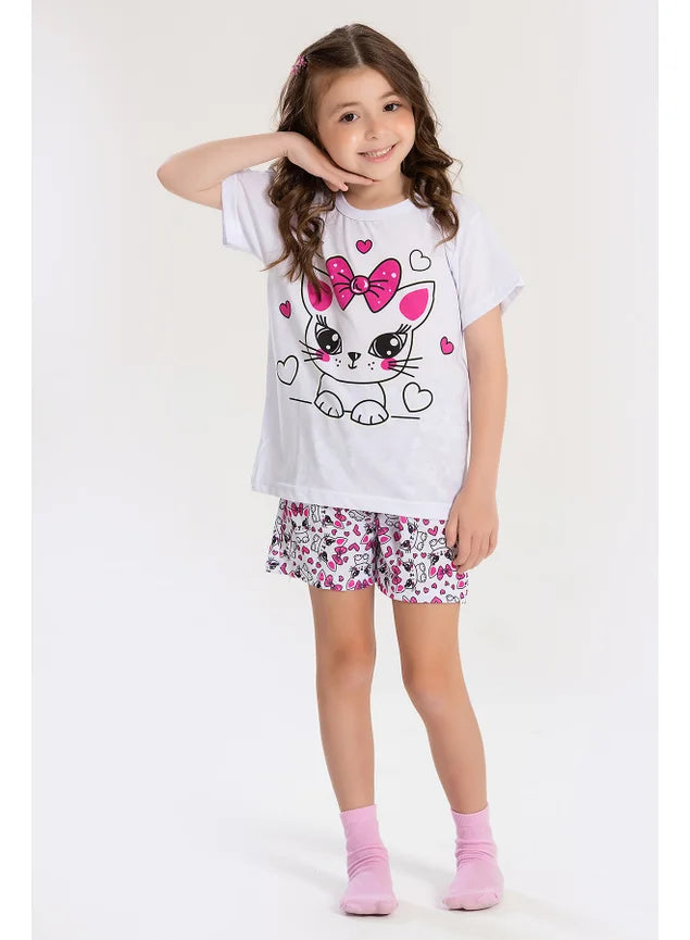 Pijama Infantil Gato Laço
