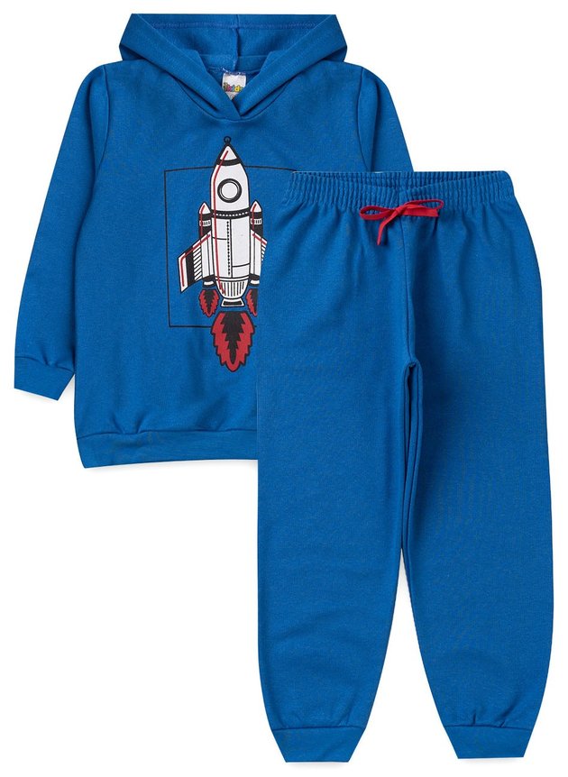 Conjunto Infantil Masculino Moletom C/Capuz Foguete Royal 1773 - Labelli