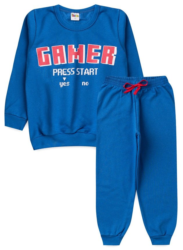 Conjunto Infantil Masculino Moletom Gamer Press Start Royal 1771 - Labelli