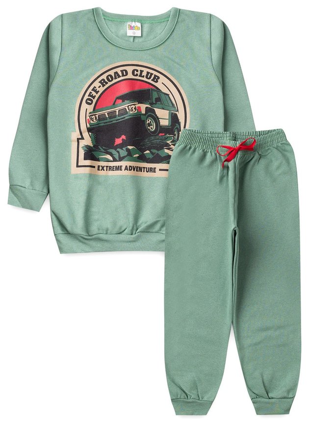 Conjunto Infantil Masculino Moletom Off Road Club Verde 1775 - Labelli