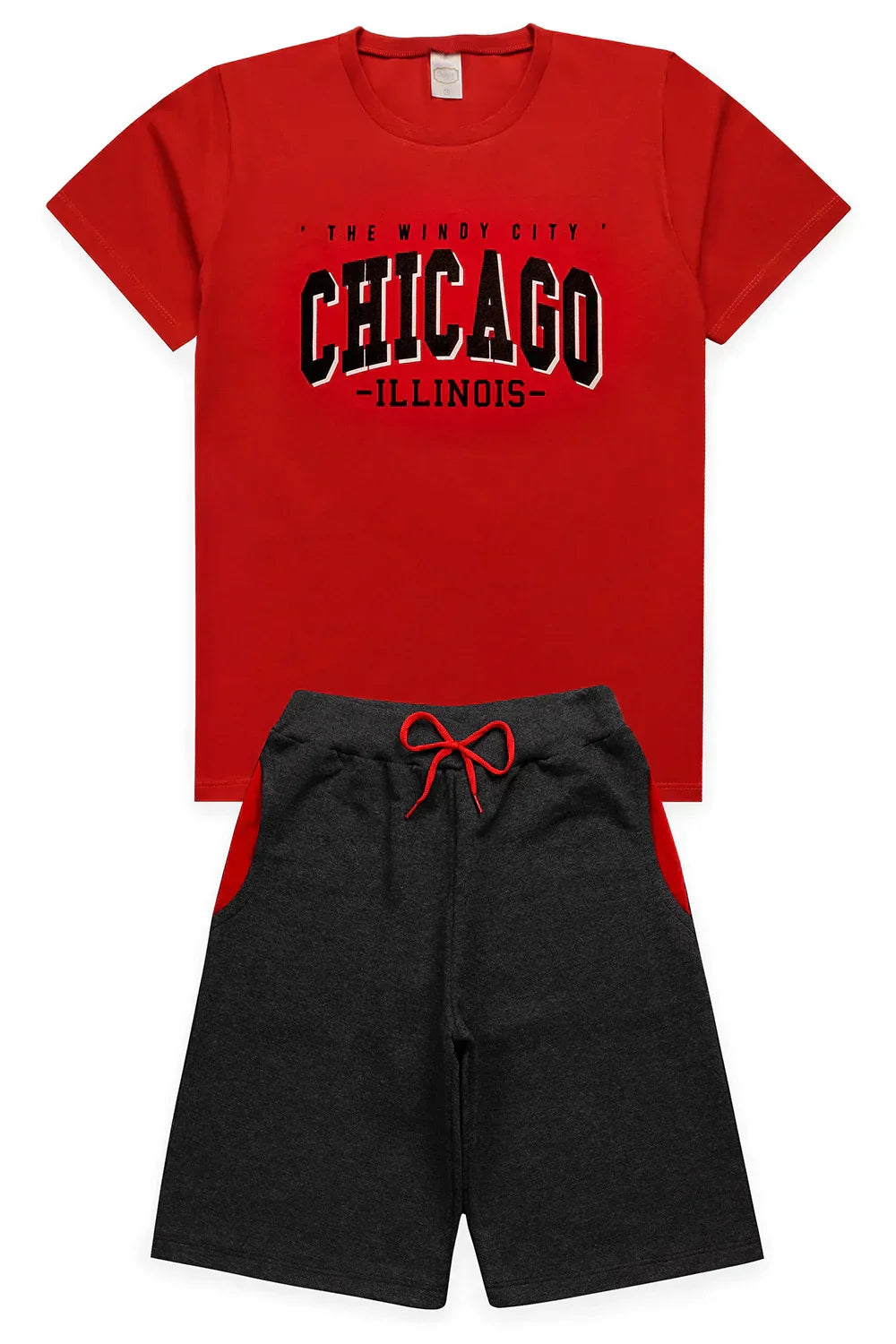 Conjunto Juvenil Verão Masculino Chicago Vermelho