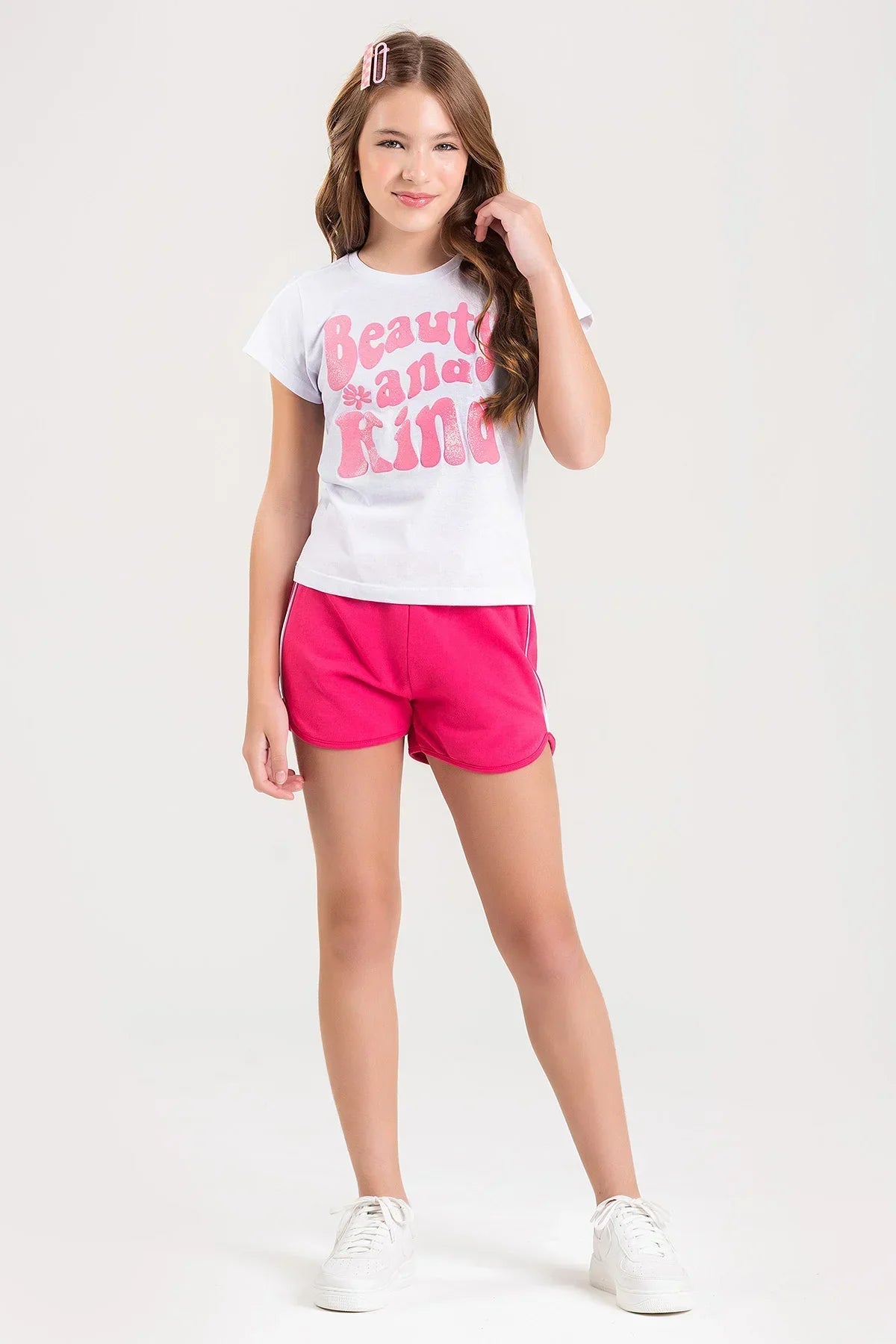 Conjunto Juvenil Verão Feminino Beauty And Kind Branco