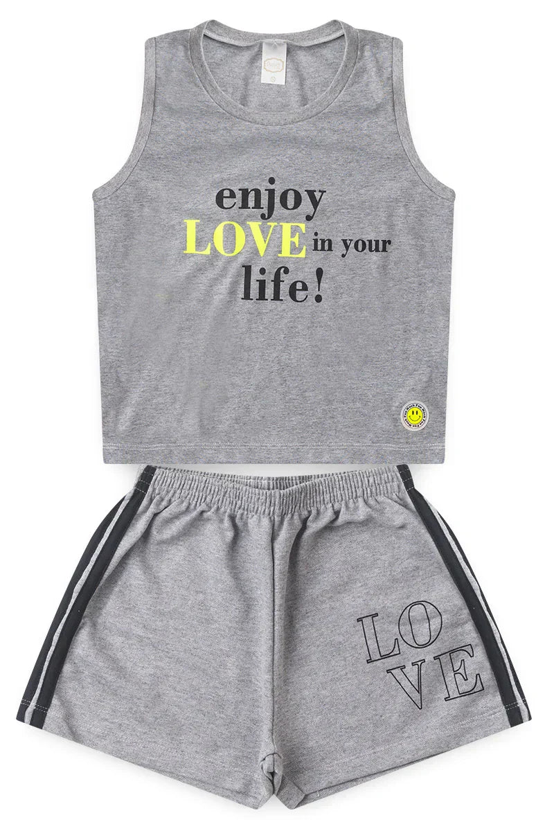Conjunto Juvenil Verão Feminino Enjoy Love! Mescla