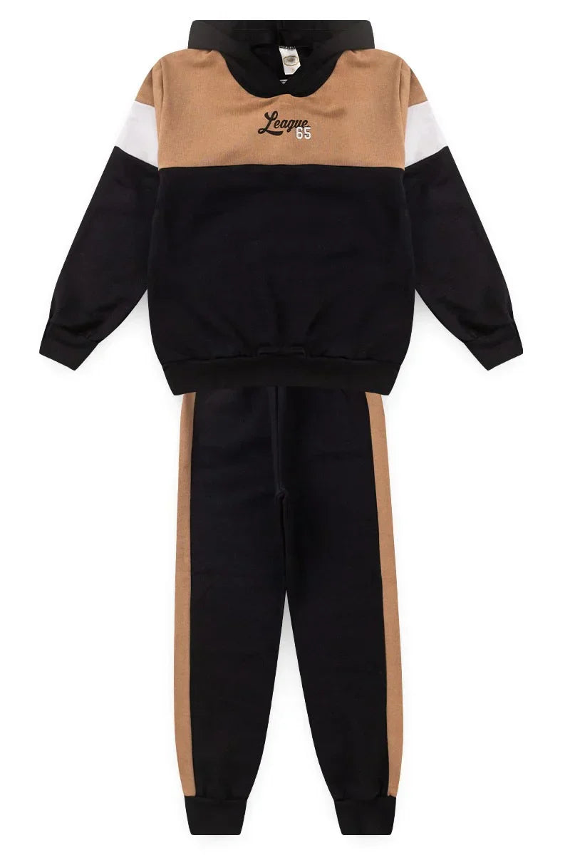 Conjunto Moletom Infantil Menino c/ Capuz League Preto