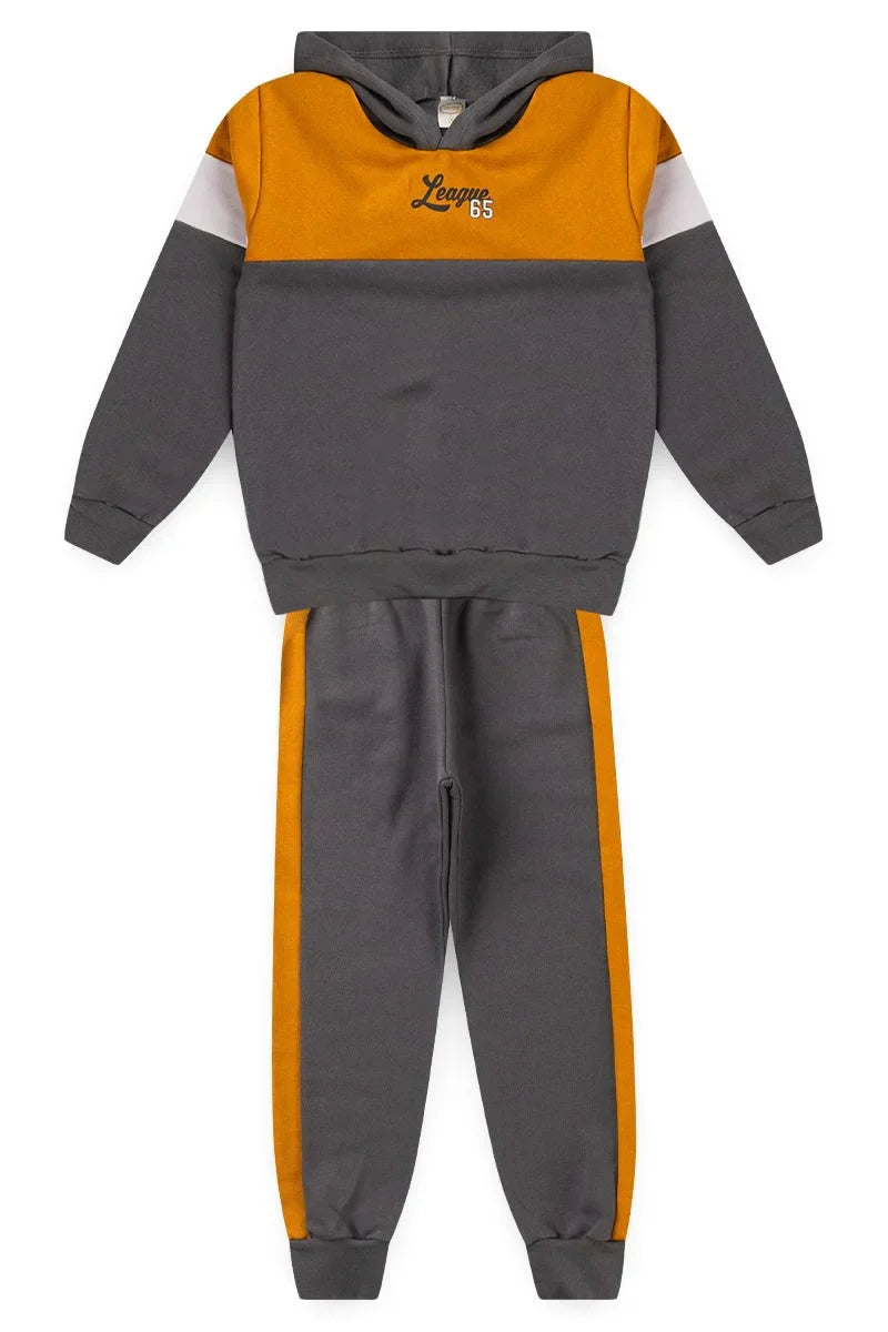 Conjunto Moletom Infantil Menino c/ Capuz League Chumbo