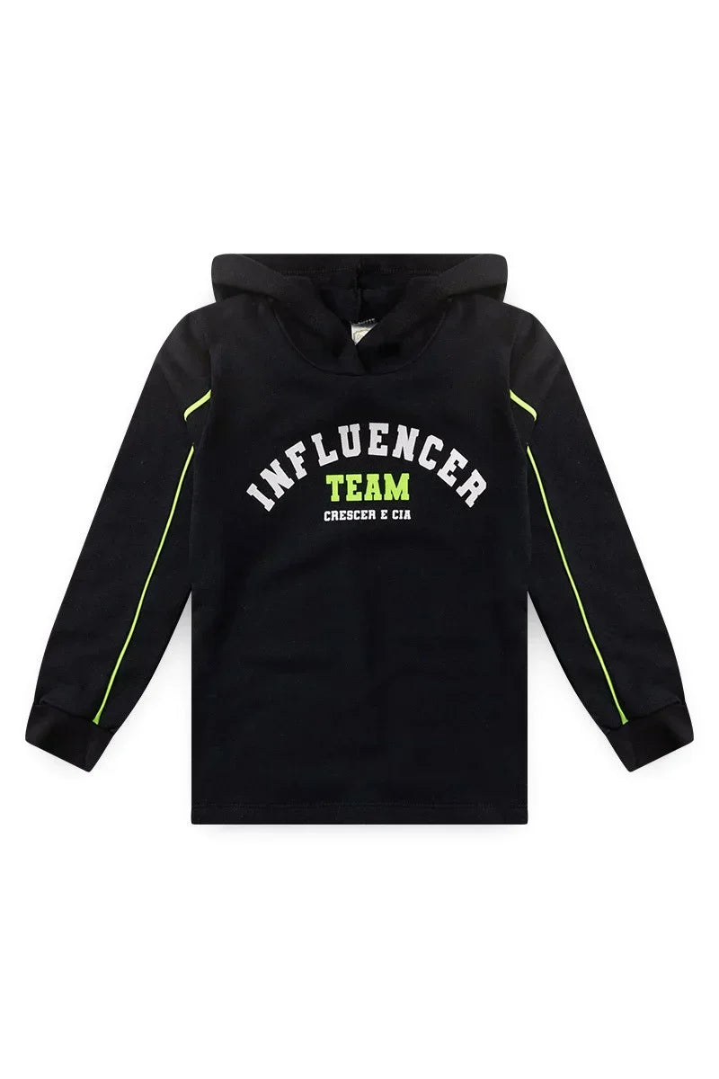 Conjunto Moletom Infantil Influencer Team Preto