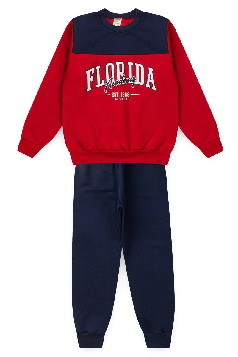 Conjunto Moletom Infantil Menino Florida Vermelho