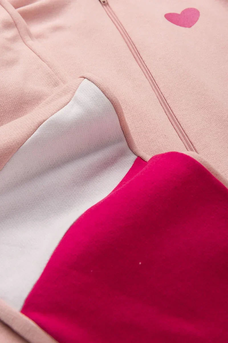 Conjunto Moletom Infantil Menina c/ Capuz e Zíper Coração Cake