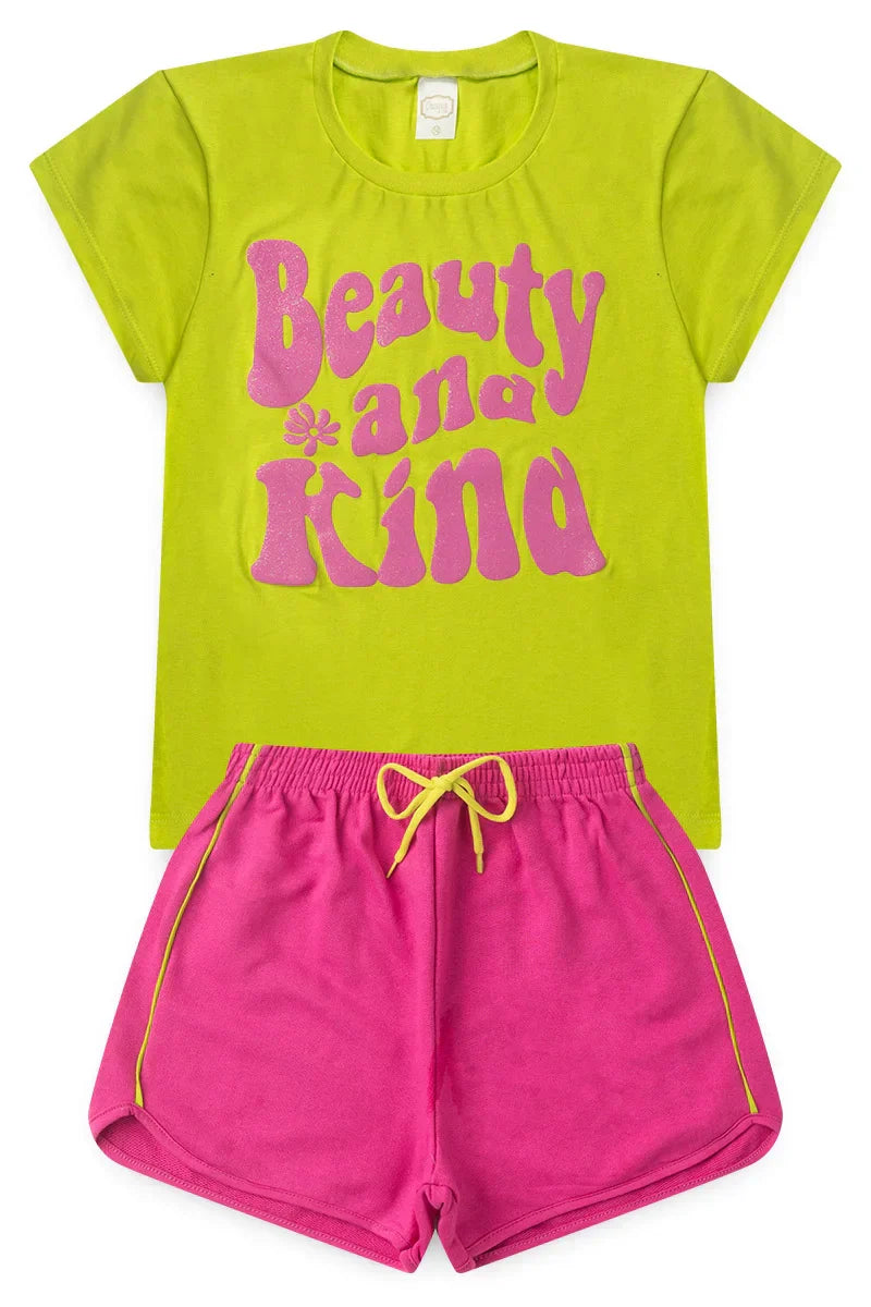 Conjunto Juvenil Verão Feminino Beauty And Kind Lima