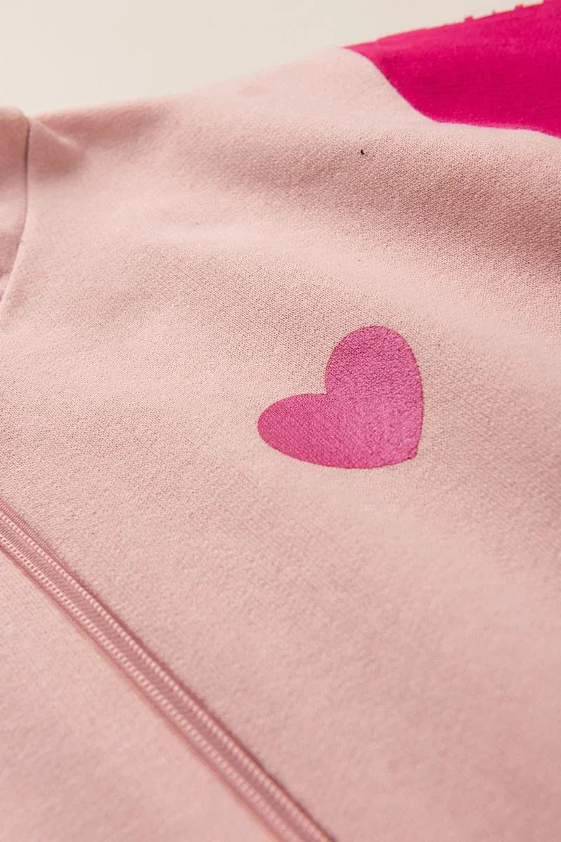 Conjunto Moletom Infantil Menina c/ Capuz e Zíper Coração Cake