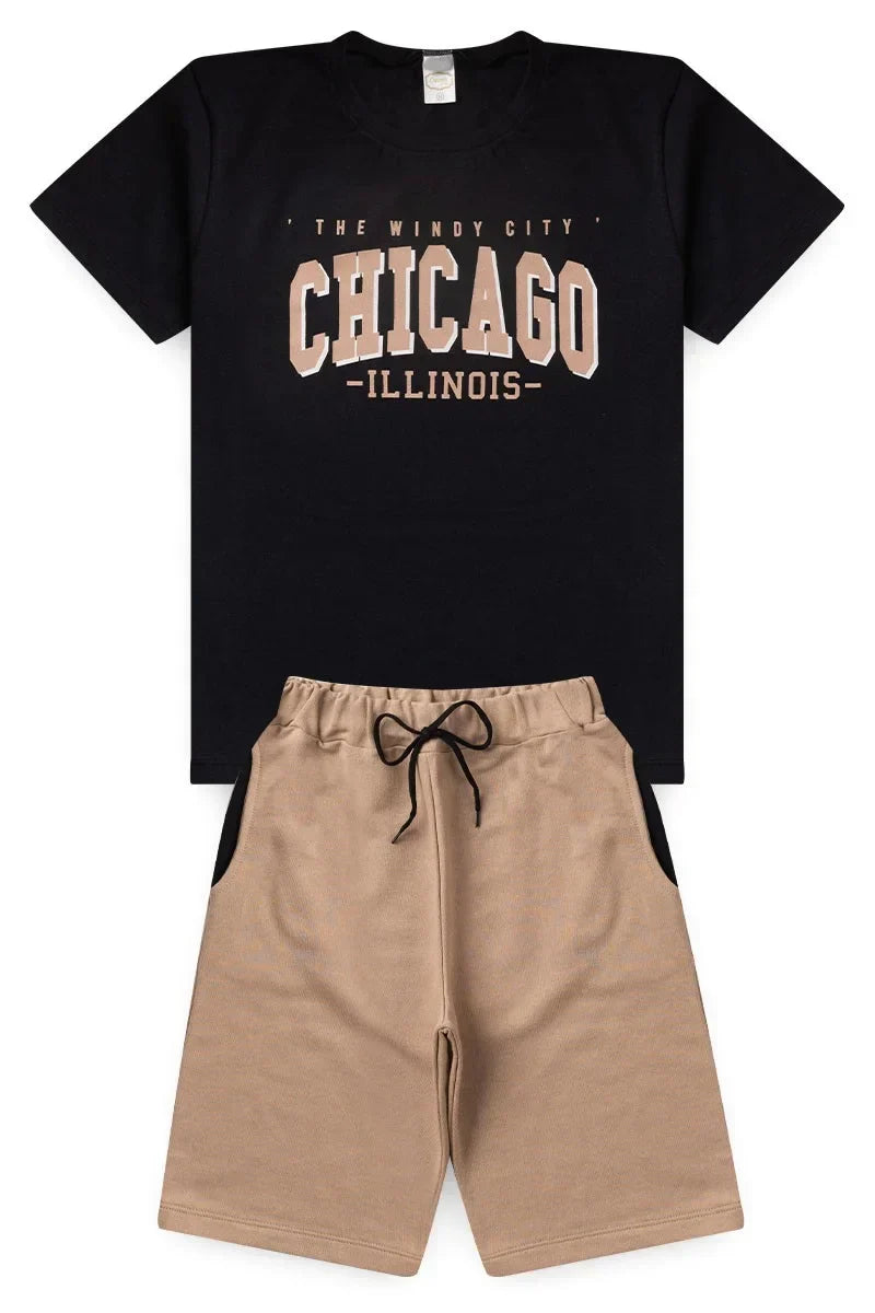 Conjunto Juvenil Chicago Preto