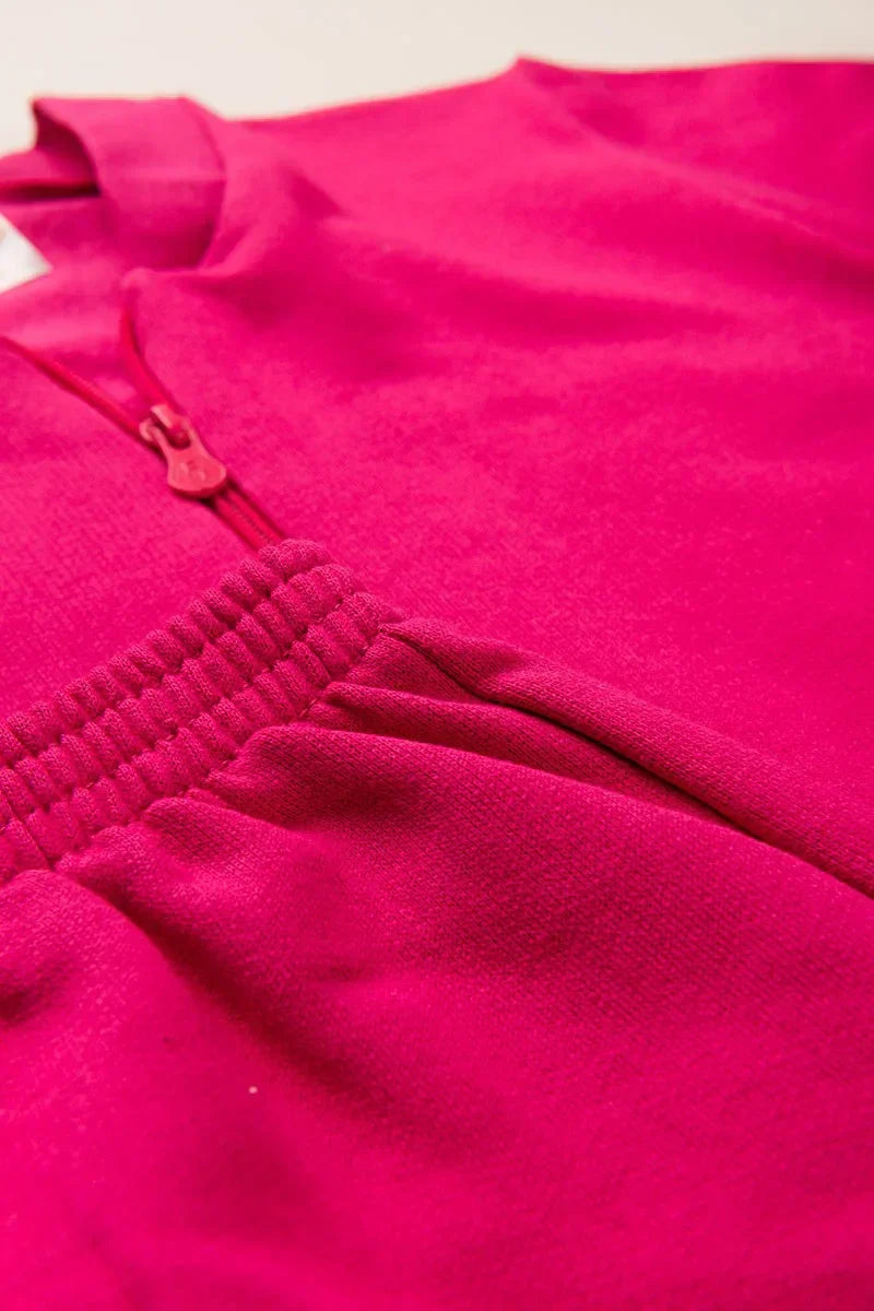 Conjunto Moletom Infantil Menina Cropped c/ Zíper Basic Pink