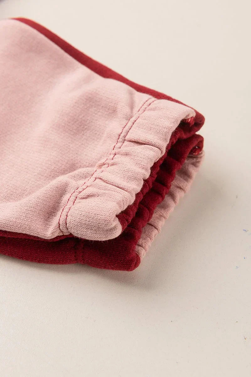 Conjunto Moletom Infantil Menina c/ Capuz e Zíper Coração Bordô