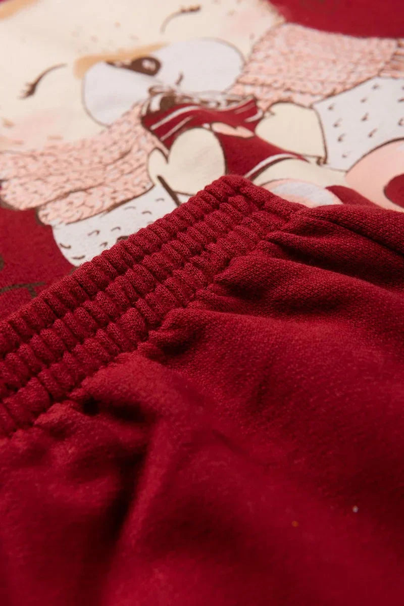 Conjunto Moletom Infantil Menina c/ Capuz Good Mood Bordô