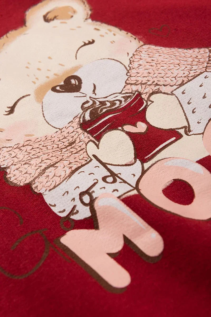 Conjunto Moletom Infantil Menina c/ Capuz Good Mood Bordô