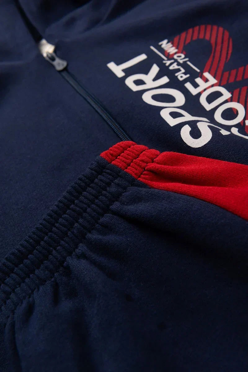 Conjunto Jaqueta Moletom Infantil Menino c/ Capuz e Zíper Sport Marinho