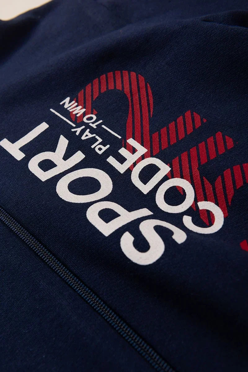 Conjunto Jaqueta Moletom Infantil Menino c/ Capuz e Zíper Sport Marinho