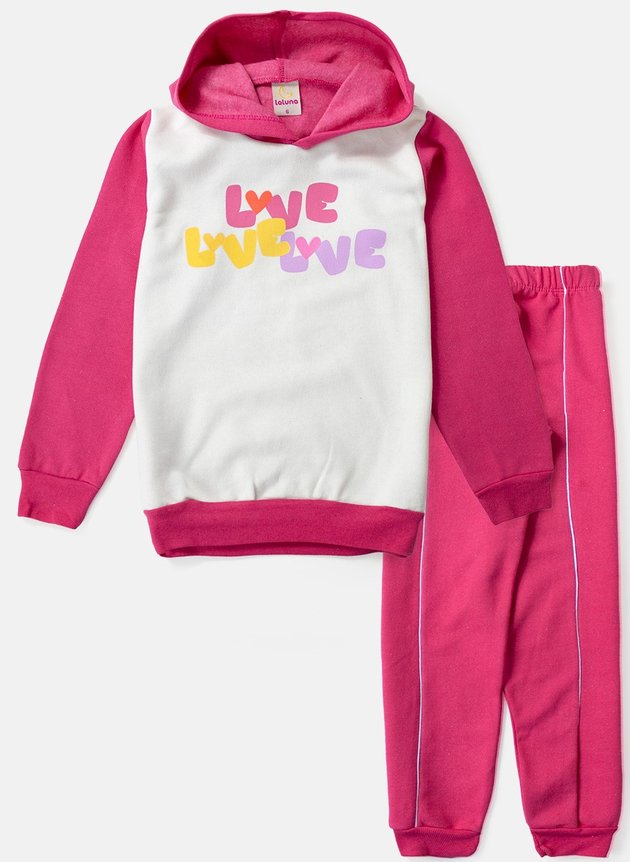 Conjunto Infantil Feminino Moletom Love Pin k 0201 - Lupilu