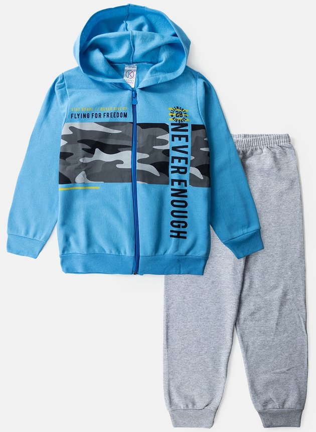 Conjunto Infantil Masculino Moletom Stay Brave Azul 1054 - Kappes