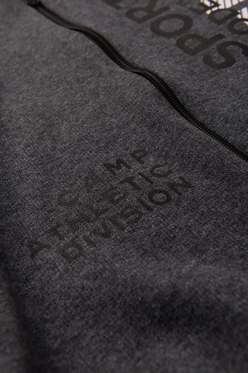 Conjunto Jaqueta Moletom Infantil Menino c/ Capuz e Zíper Sport Grafite