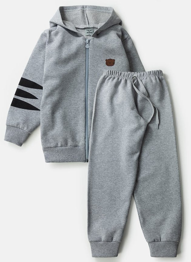 Conjunto Infantil Masculino Moletom Aplique Tigrinho Mescla 0555 - Keki Boys