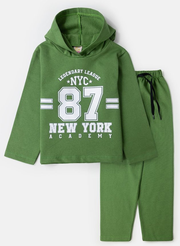 Conjunto Infantil Masculino Moletom New York Academy Verde 0379