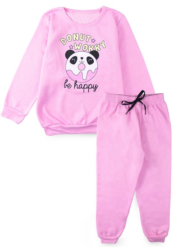 Conjunto Infantil Feminino Moletom Panda Donut Worry Chiclete 1907 - Mini Kids