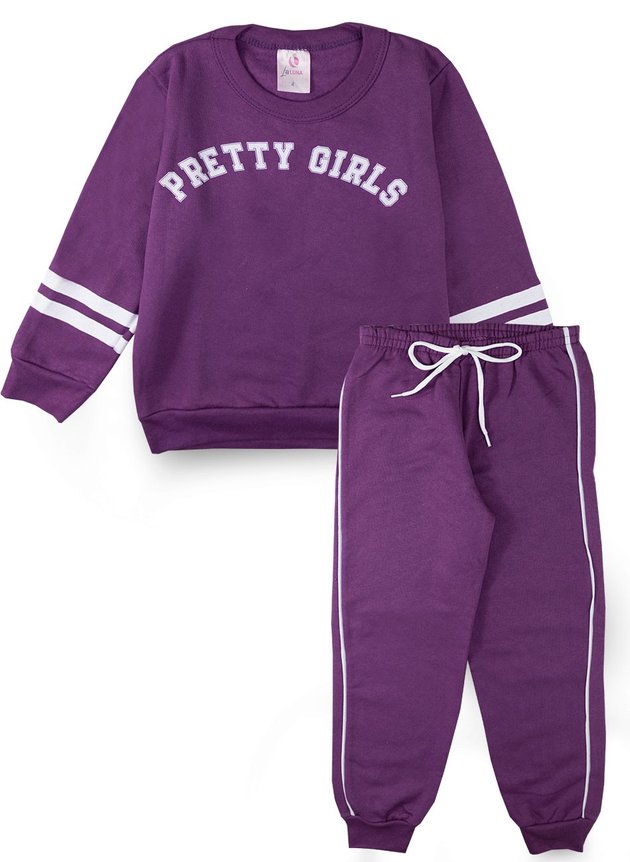 Conjunto Infantil Feminino Moletom Pretty Girls Uva 0027