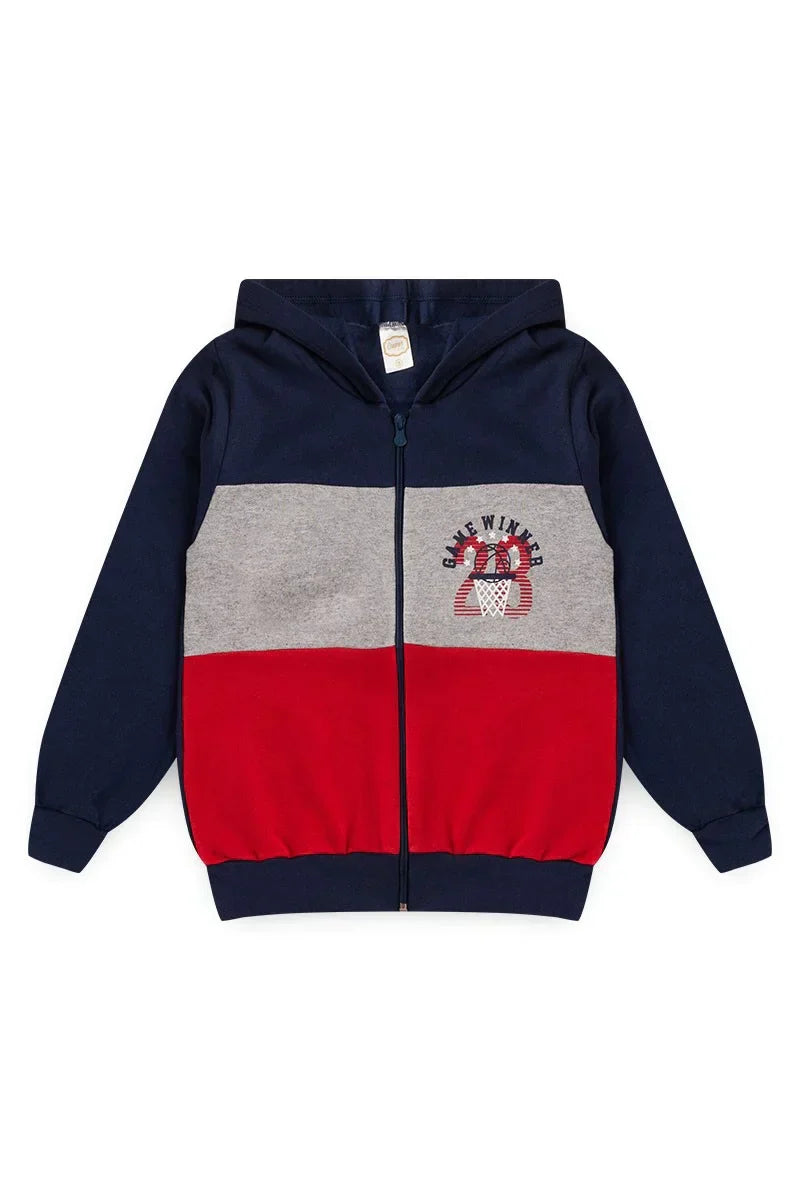 Conjunto Jaqueta Moletom Infantil Menino c/ Capuz e Zíper Game Winner Marinho