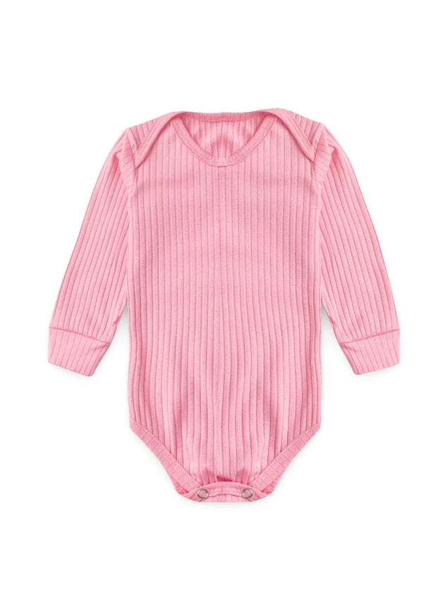 Kit Bebê 3 Peças Ribana Canelado Rosa Bebê