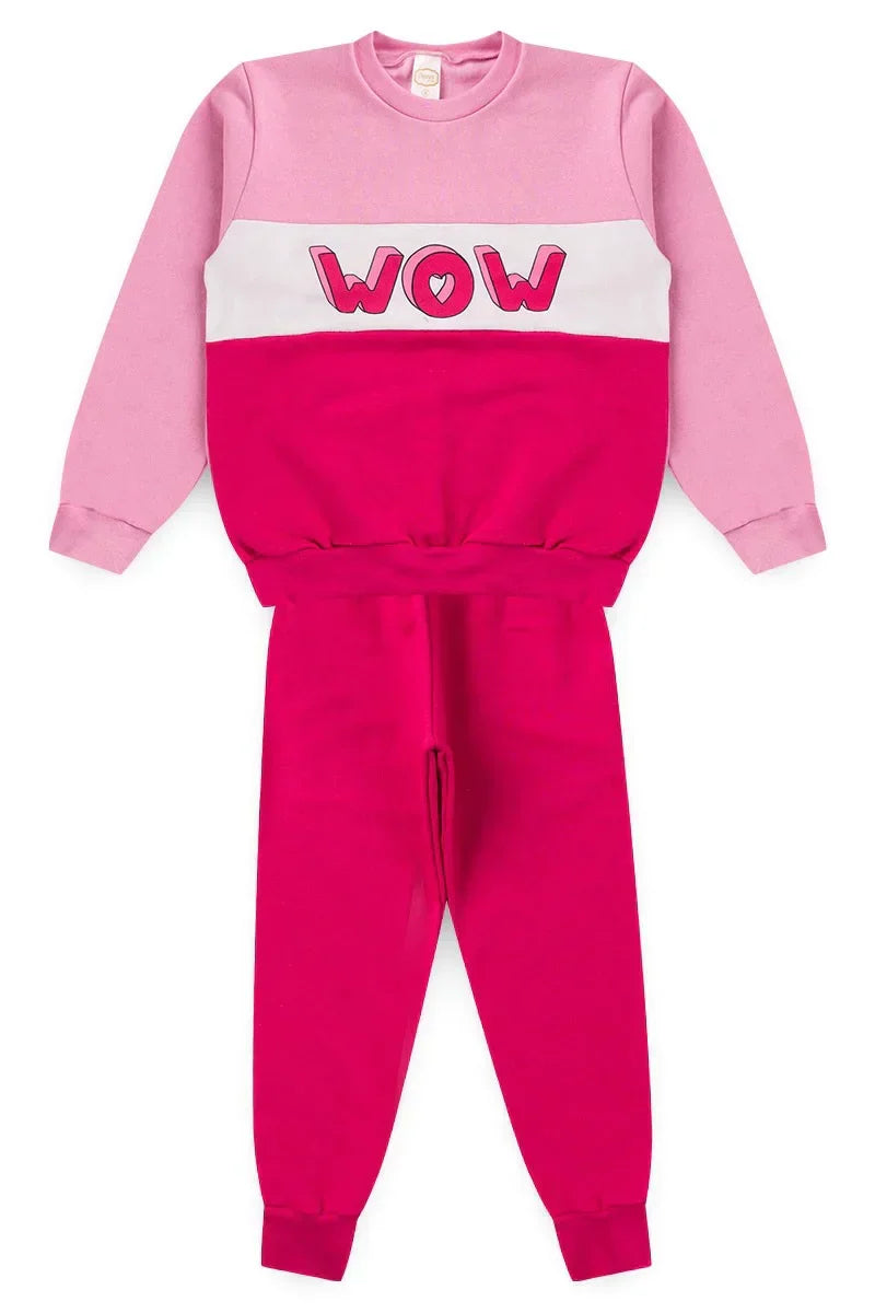 Conjunto Moletom Infantil Menina Wow! Rosa