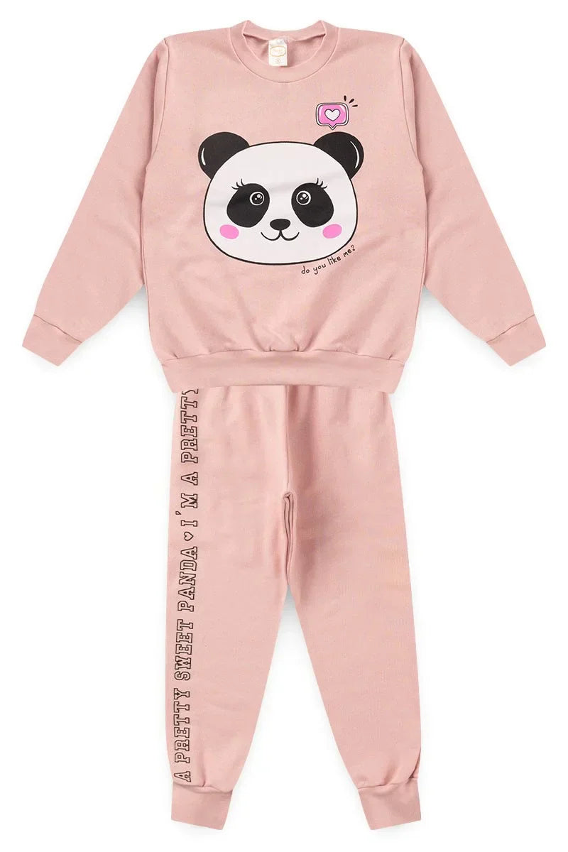 Conjunto Moletom Infantil Menina Sweet Panda Cake
