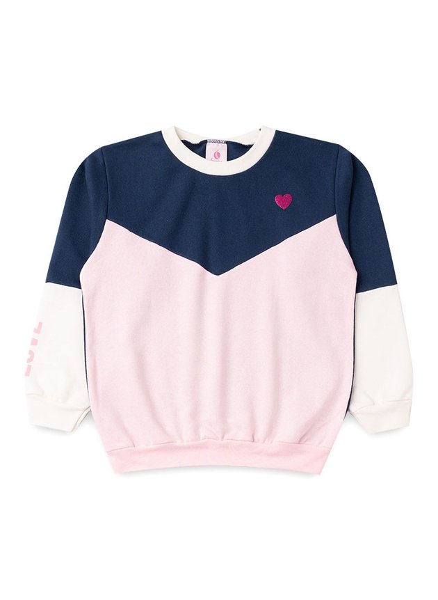Conjunto Infantil Feminino Moletom Love Marinho 0017